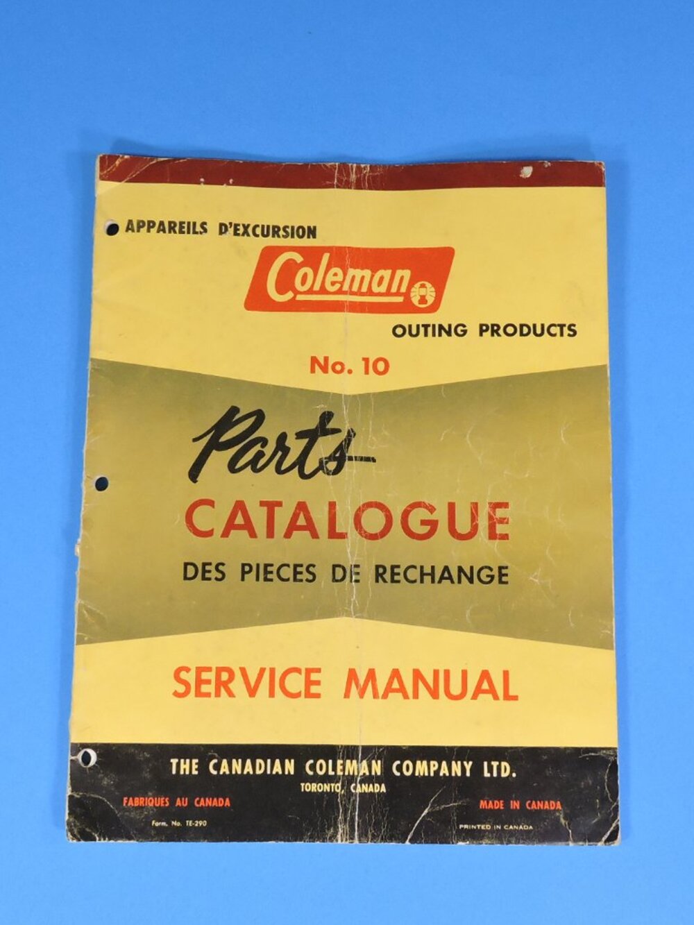 Coleman No. 10 Parts Catalog Service Manual - Lantern lamp  Stove Models Canada